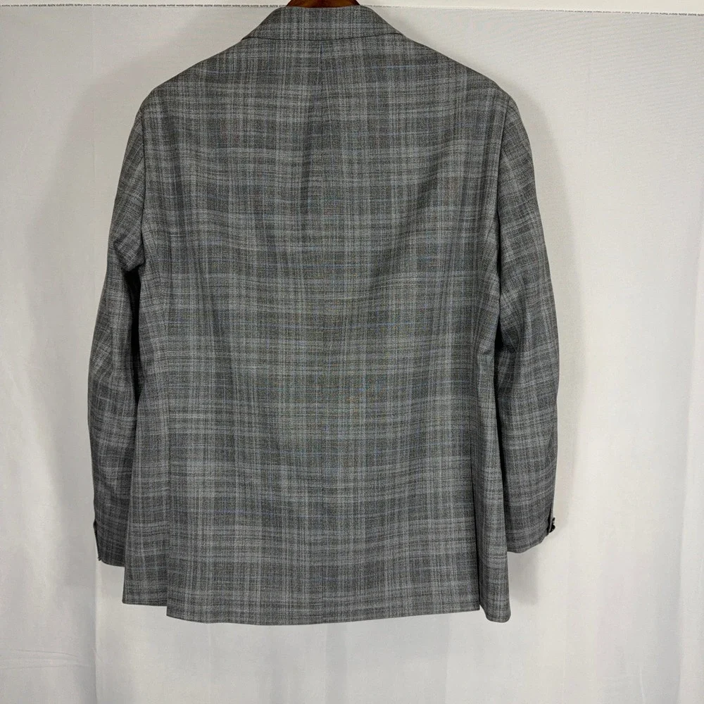 Tommy Hilfiger Blazer Glen Plaid Two Button‎ Sport Coat Mens Grey Blue 44R